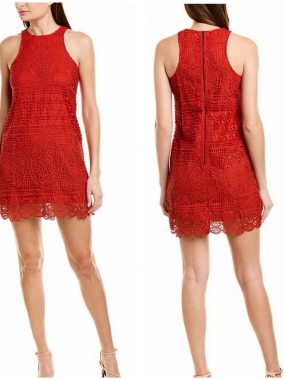 NWT Lovers + Friends Red Crochet Lace Sleeveless Shift Dress